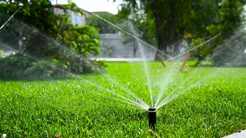 Irrigation system in home garden Stock Footage 321241828