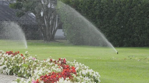 Irrigation system at the park Stock-Footage 119816018