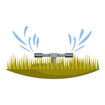 Irrigation system watering green grass, gardening and lawn care concept Stock Illustration