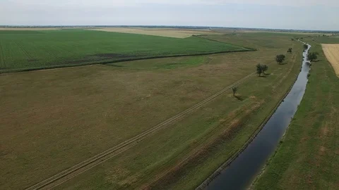 Irrigation system, wheat field view from the drone Stock Footage 122769587