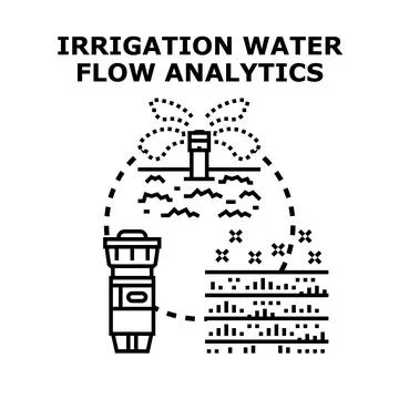 Irrigation water flow analytics system planning concept Illustrazione stock