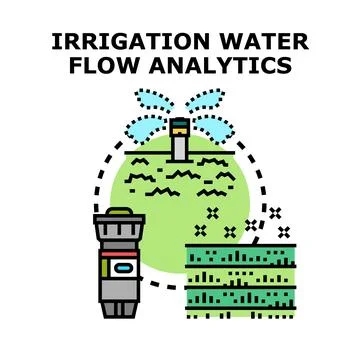 Irrigation water flow analytics system planning concept Stock Illustration