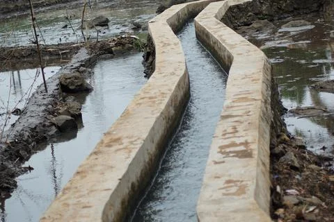 Irrigation water flows Foto stock