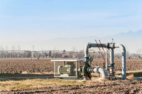 Irrigation water pumping system Stock Photos