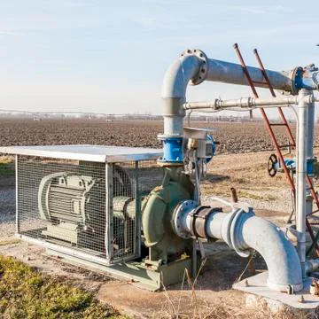 Irrigation water pumping system Stock Photos