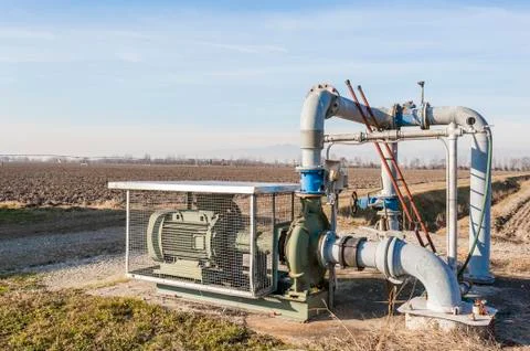 Irrigation water pumping system Stock Photos