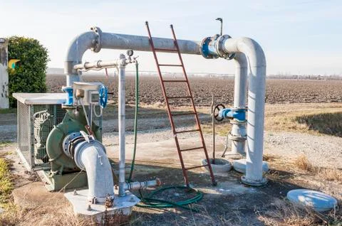 Irrigation water pumping system Stock Photos