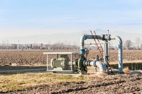 Irrigation water pumping system Stock Photos