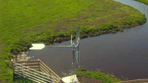 Irrigation Windmill Reveal Stock Footage 156504729