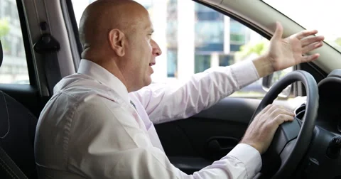 Irritate Expression Furious Driver Jam Traffic Nervous Scream Casual Businessman Stock Footage 53892626