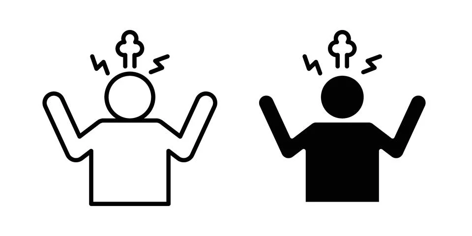 Irritated human icon linear versions pack on white background Stock Illustration