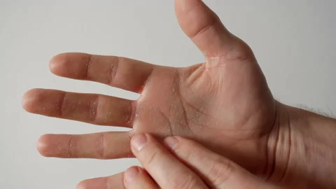 An irritating feeling of having dry hands that is caused by working conditions Stock Footage 151152504
