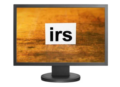 Irs tag on monitor screen Stock Photos