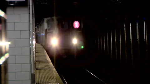 IRT Broadway 1 Train Seventh Avenue MTA Local Subway Station Video stock 49223798