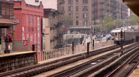 IRT Broadway 1 Train Seventh Avenue Local On Elevated Train Tracks Manhattan  Stock Footage 49223940