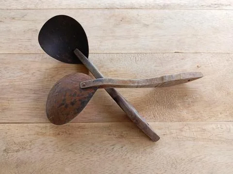 Irus Coconut Shell or Vegetable Spoon Stock Photos