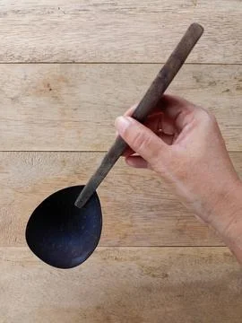 Irus Coconut Shell or Vegetable Spoon Stock Photos