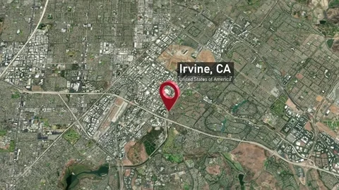 Irvine City Map Zoom (CA, USA) from Space to Earth Video stock 295800911