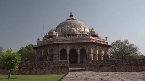 Isa Khan's Tomb Low Angle Birds 4K Stock Footage 62694114