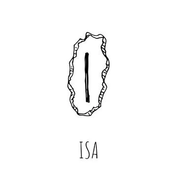 Isa rune written on a stone. Vector illustration. Isolated on white. Stock Illustration