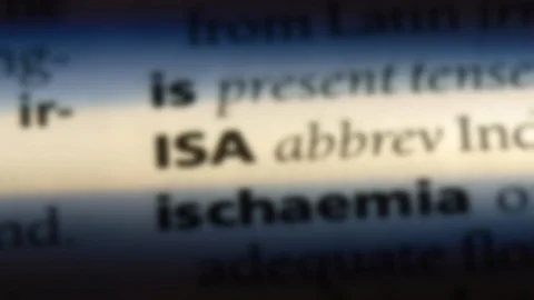 ISA word in a dictionary. Stock Footage 99561630