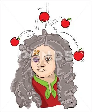 Isaac Newton (1643-1727) portrait in line art illustration Illustration ...