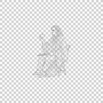Isaac Newton, Gravity, falling apple, Isaac newton idea universal law Stock Illustration