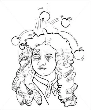 Isaac Newton Vector Caricature. Funny cartoon portrait: Royalty Free ...