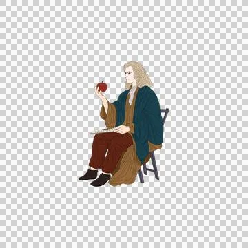 Isaac Newton's discovery of gravity, The apple fell to the earth by gravity Stock Illustration