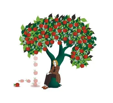 Isaac Newton's discovery of gravity Stock Illustration