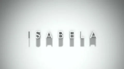 Isabela 3D title animation with shadows on a white background Stock Footage 296001035