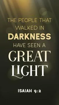Isaiah Nine Two Bible Verse About Great Light Shining In Darkness Vector Post Stock Illustration