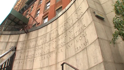 Isaiah text UN building Stock Footage 128902362