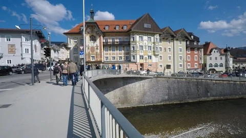 Isar Bridge Bad Tölz Stock Footage
