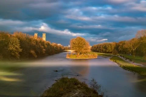The Isar in Munich in Winter Stock Photos