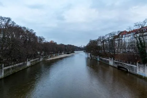 The Isar in Munich at winter time Stock Photos