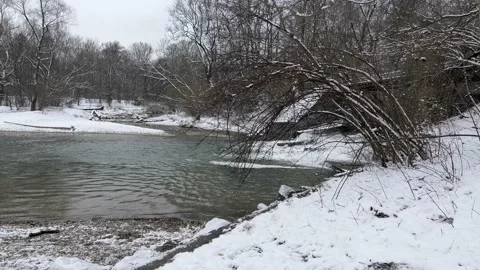 Isar river during the winter in Munich Stock Footage 234120705