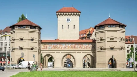 The Isartor gate in Munich, Germany Stock Footage 81191892