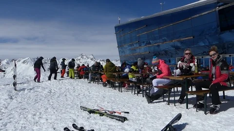 ISCHGL ARRIVING FOR LUNCH Stock Footage