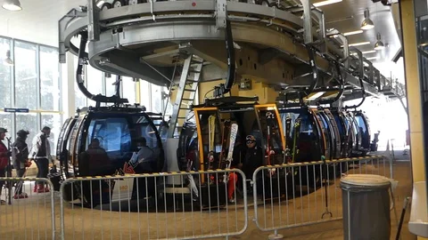 ISCHGL CABLE CAR START Stock Footage 121479926