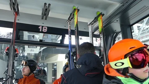 ISCHGL CABLE CAR START Stock Footage 121479995