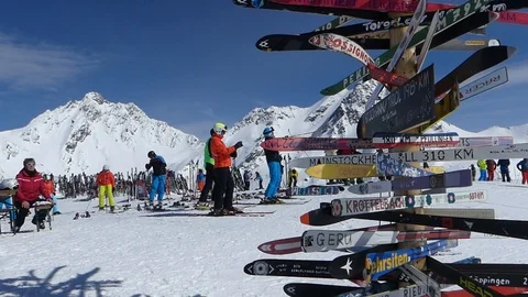 ISCHGL SIGNPOST GENERAL Stock Footage 121480171