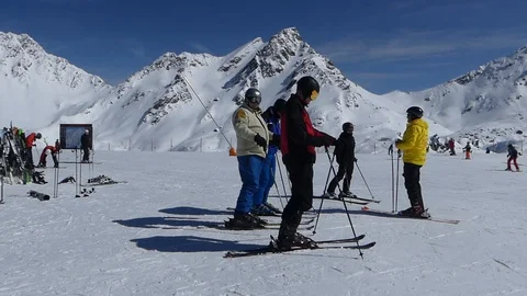 ISCHGL SKIERS AT THE TOP Stock Footage 121480228