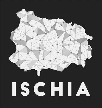 Ischia - communication network map of island. Ischia trendy geometric desig.. 스톡 일러스트