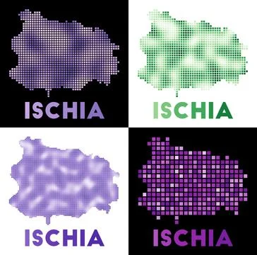 Ischia map. Collection of map of Ischia in dotted style. Borders of the isl.. Stock Illustration