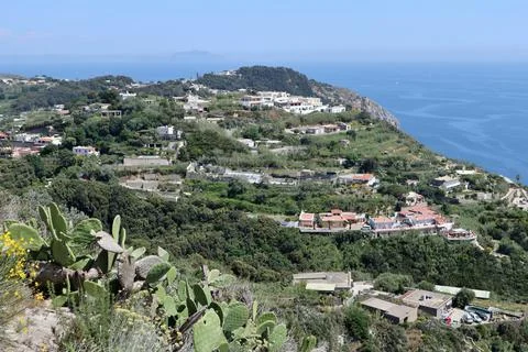 Ischia - Panorama da Punta Imperatore verso Punta dello Schiavo Stock Photos