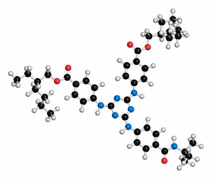 Iscotrizinol sunscreen molecule Illustration