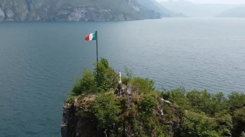 Iseo Lake, North of Italy, Mavic mini aerial footage 2.7K (2of3) Stock Footage