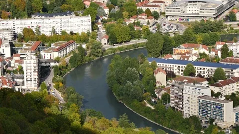 Isère river in Grenoble. Stock Footage 96223789