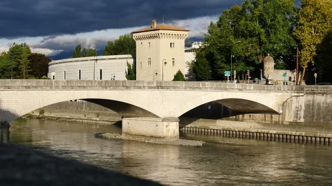 Isère river in Grenoble. Stock Footage 96223809